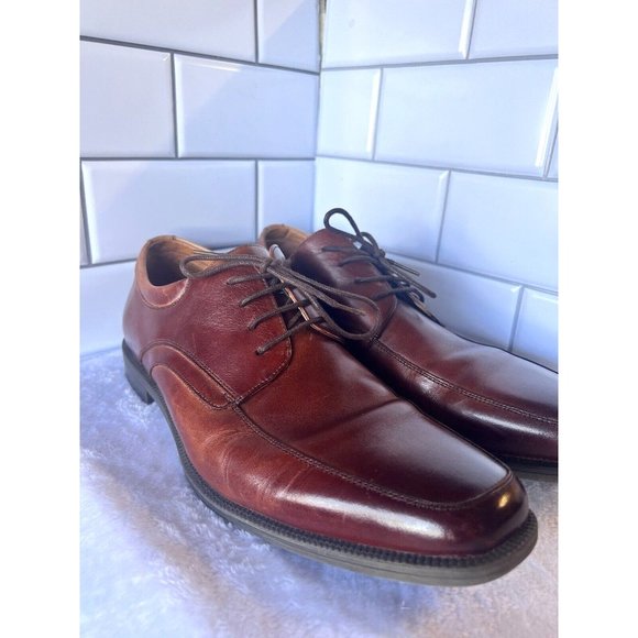 Florsheim‎ Forum Moc Toe Oxford Mens 10.5D Cognac Leather Lace Up Memory Foam - Picture 1 of 11